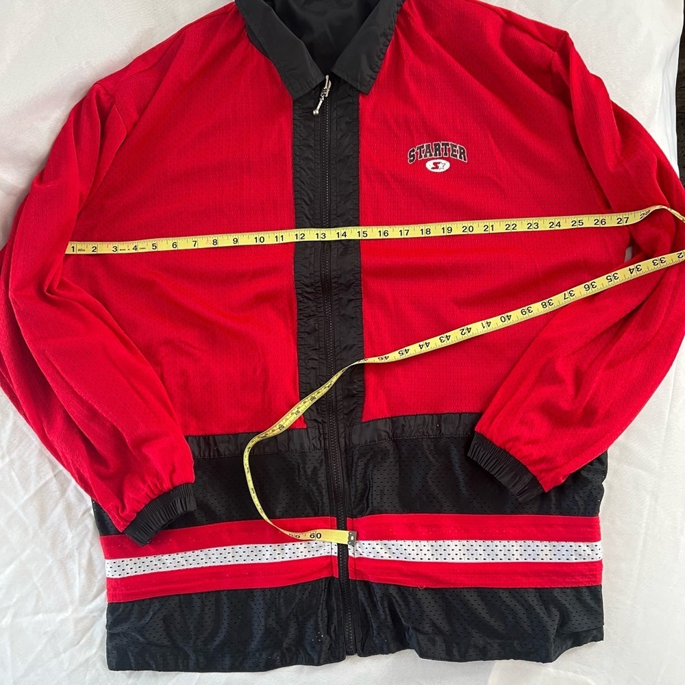 Vintage Starter Jacket Red Black Y2K Windbreaker Streetwear Oversized 90s Large - Picture 4 of 6